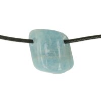 Aquamarijn of blauwe beril doorboord + koord