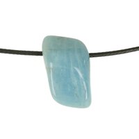 Aquamarijn of blauwe beril doorboord + koord