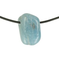 Aquamarijn of blauwe beril doorboord + koord