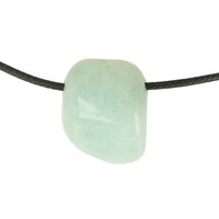 Aquamarijn of blauwe beril doorboord + koord