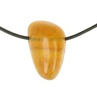 Gele fluoriet  doorboord en koord