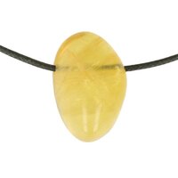 Gele fluoriet  doorboord en koord