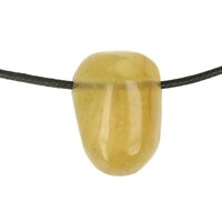 Gele fluoriet  doorboord en koord