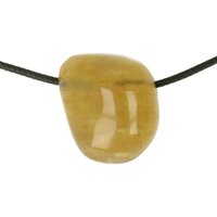 Gele fluoriet  doorboord en koord