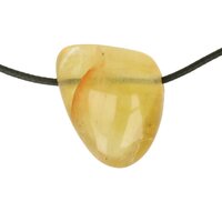 Gele fluoriet  doorboord en koord