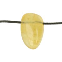 Gele fluoriet  doorboord en koord