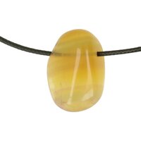 Gele fluoriet  doorboord en koord