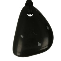 Sneeuwvlok obsidiaan-doorboord + koord