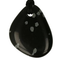 Sneeuwvlok obsidiaan-doorboord + koord