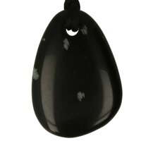 Sneeuwvlok obsidiaan-doorboord + koord