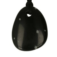 Sneeuwvlok obsidiaan-doorboord + koord