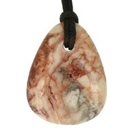 Crazy lace agaat platte steen doorboord + koord