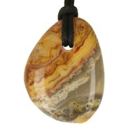 Crazy lace agaat platte steen doorboord + koord