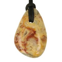 Crazy lace agaat platte steen doorboord + koord