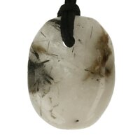 Tourmalijnkwarts doorboord + koord