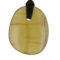 Gele fluoriet platte steen doorboord + koord