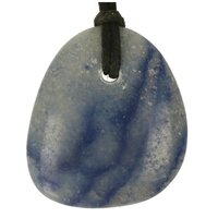 Blauwe kwarts plat doorboord + koord-1