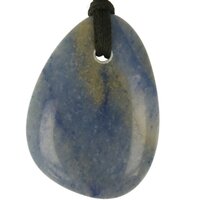 Blauwe kwarts plat doorboord + koord-2