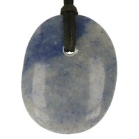 Blauwe kwarts plat doorboord + koord-3