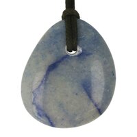 Blauwe kwarts plat doorboord + koord-4