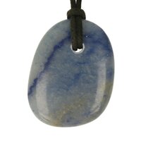 Blauwe kwarts plat doorboord + koord-5