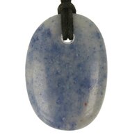 Blauwe kwarts plat doorboord + koord-6