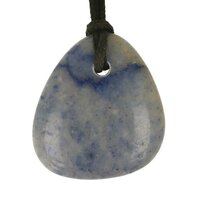 Blauwe kwarts plat doorboord + koord-7