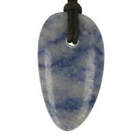 Blauwe kwarts plat doorboord + koord-8