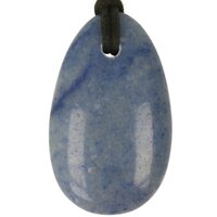 Blauwe kwarts plat doorboord + koord-9