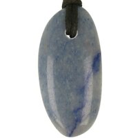 Blauwe kwarts plat doorboord + koord-11