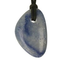 Blauwe kwarts plat doorboord + koord-12