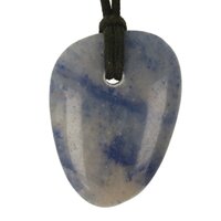 Blauwe kwarts plat doorboord + koord-13