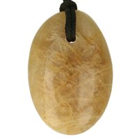 Gele Maansteen uit Madagaskar doorboord + koord