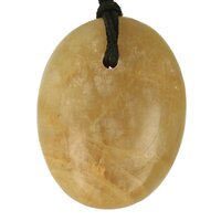 Gele Maansteen uit Madagaskar doorboord + koord