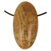 Gele Maansteen uit Madagaskar doorboord + koord