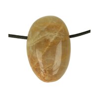 Gele Maansteen uit Madagaskar doorboord + koord