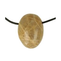 Gele Maansteen uit Madagaskar doorboord + koord