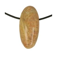 Gele Maansteen uit Madagaskar doorboord + koord