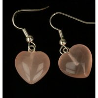Rozenkwarts hartje oorbellen  ca 1.5 cm