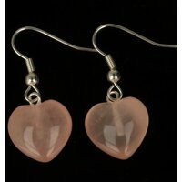 Rozenkwarts hartje oorbellen  ca 1.5 cm