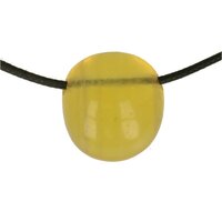 Gele fluoriet steen doorboord + koord