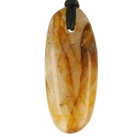 Agnitiet hematiet in kwarts plat doorboord + koord