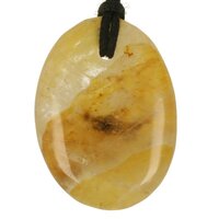 Agnitiet hematiet in kwarts plat doorboord + koord