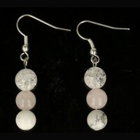 oorbellen  Fire and ice kwarts rozenkwarts en howliet