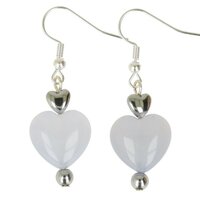 Avaloniet-blauwe-chalcodoon oorbellen met klein hartje