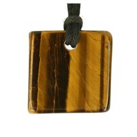 Tijgeroog ( goud ) doorboord + koord