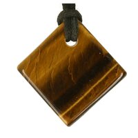 Tijgeroog ( goud ) doorboord + koord